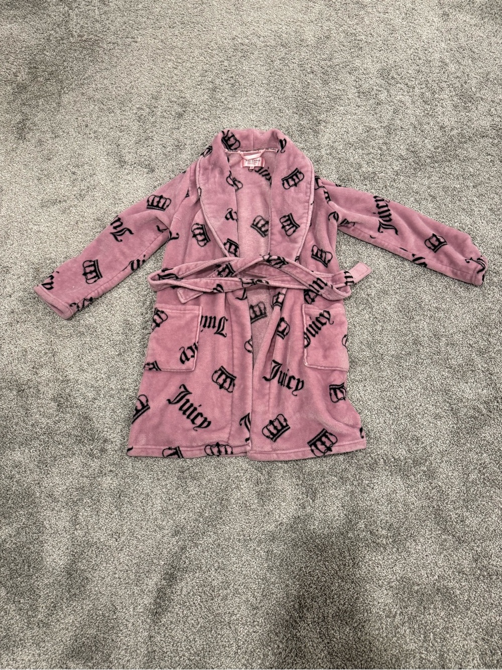 Juicy Couture Plush Pink Robe with Logo Print